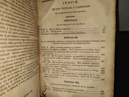 60- Febrero Mejicano. La Librería De Jueces, Abogados Y Escribanos. Eugenio De Tapia. Tomo VII - Imprenta De Galvan Á Cargo De Mariano Arévalo, Calle De Cadena N. 2. - Méjico: 1835