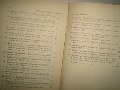 10- Hidalgo En El Colegio De San Nicolás. Documentos Inéditos. Universidad Michoacana - 1956