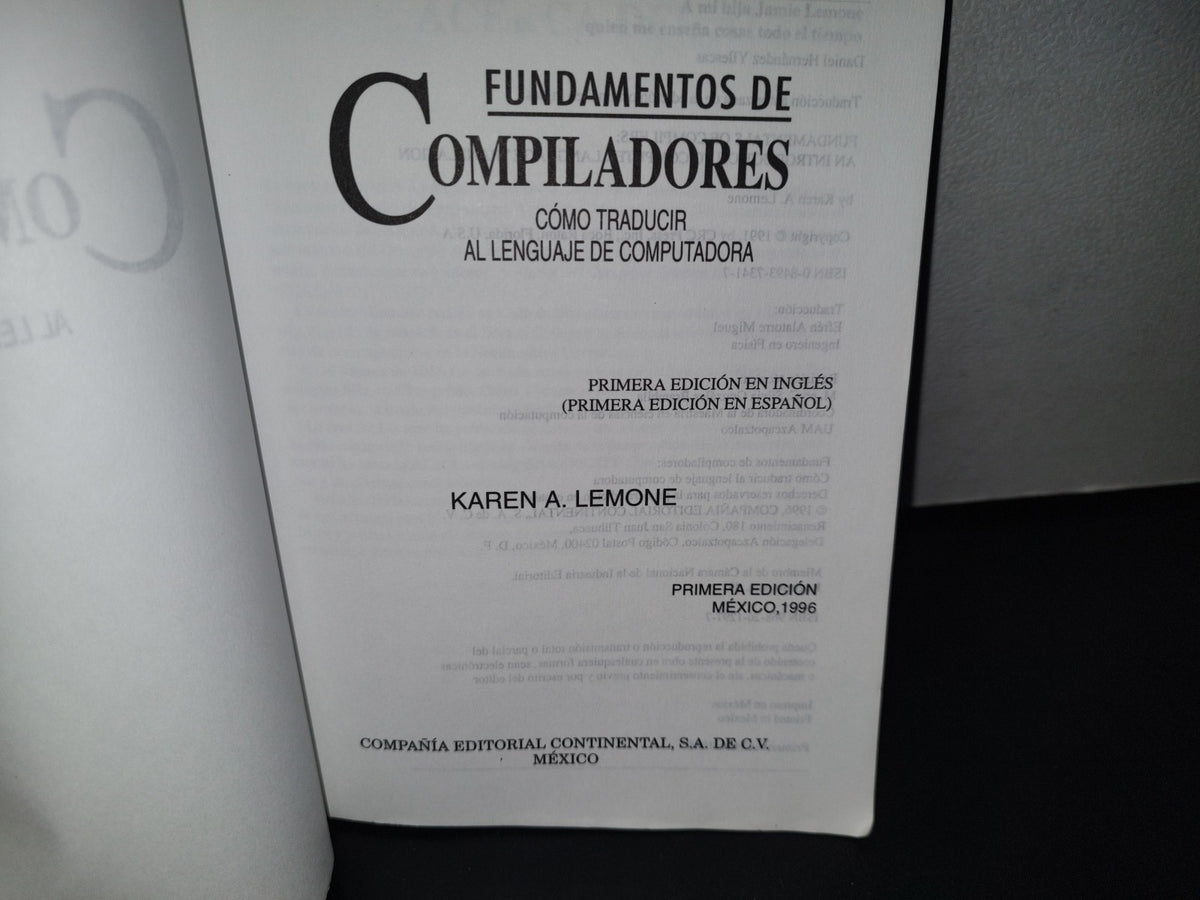 188- Fundamentos De Compiladores. Cómo Traducir Al Lenguaje De Computadora - Karen A. Lemone