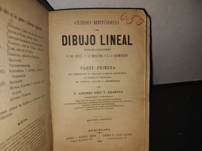 64- Curso Metódico De Dibujo Lineal. Parte Primera - Andrés Giró Y Aranols - 1901