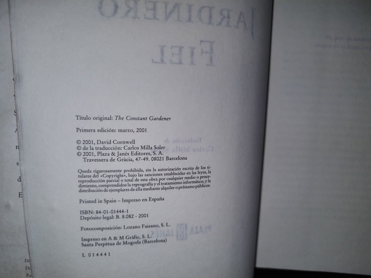 75- El Jardinero Fiel - John Le Carré - Primera Edición 2001