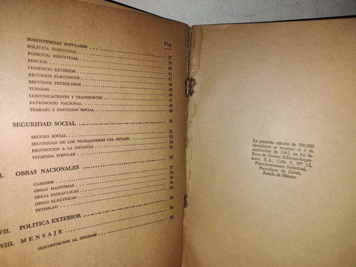 78- V Informe Que Rinde Al H. Congreso De La Unión El Presidente Adolfo López Mateos - 1963