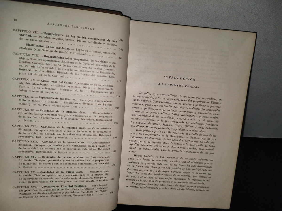 92- Antiguo Libro De Odontología: Técnica De Dentística Conservadora. Preparación De Cavidades - Dr. Alejandro Zabotinsky - 1952