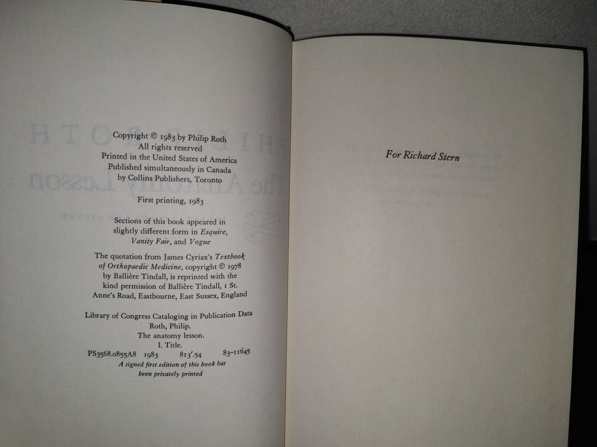 87-2- The Anatomy Lesson - Philip Roth - First Printing, 1983