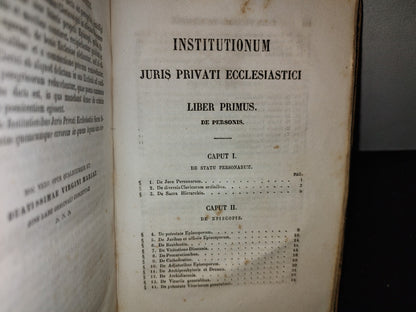 63- Latín. Institutiones Juris Privati. Ecclesiastici Libri III - Joannis Cardinalis Soglia - 1870'S
