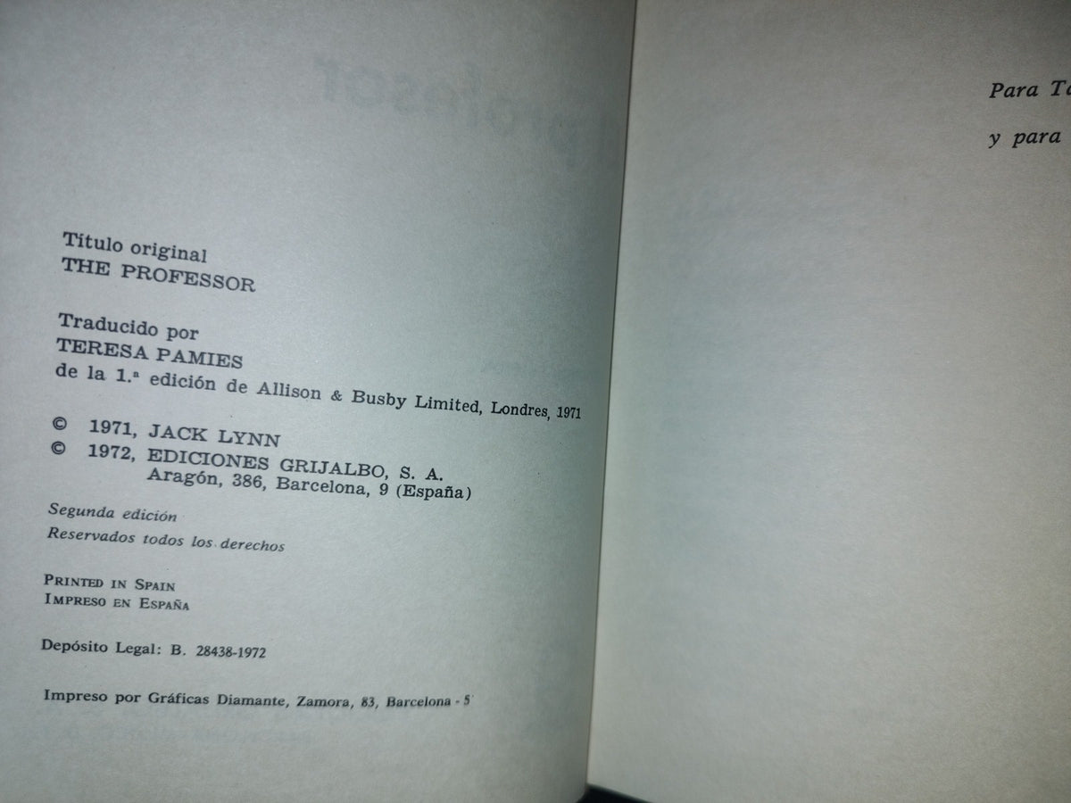 66- El Profesor. Los Hijos De La Mafia - Jack Lynn - Ediciones Grijalbo, 1972