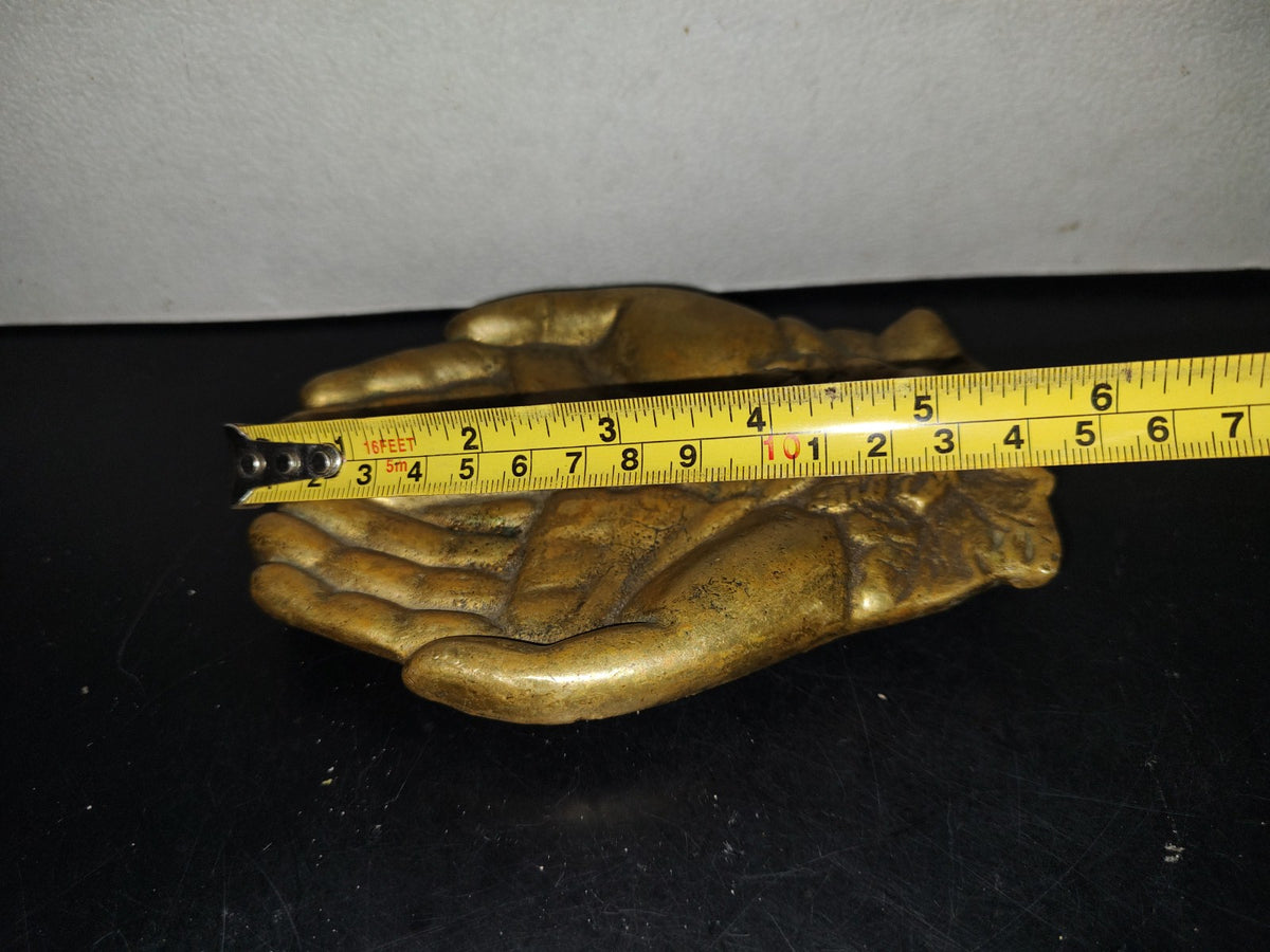 A5- Pieza De Bronce: Jabonera Grande Representación De Manos Juntas Y Uvas - 60'S - 70'S