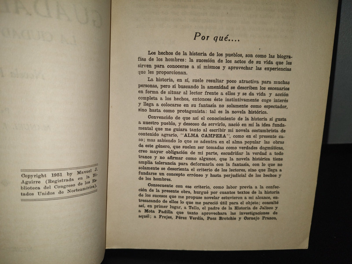 92- Guadalaxara. Ciudad Errante. Novela Histórica - Manuel J. Aguirre - México, 1A. Ed., 1951