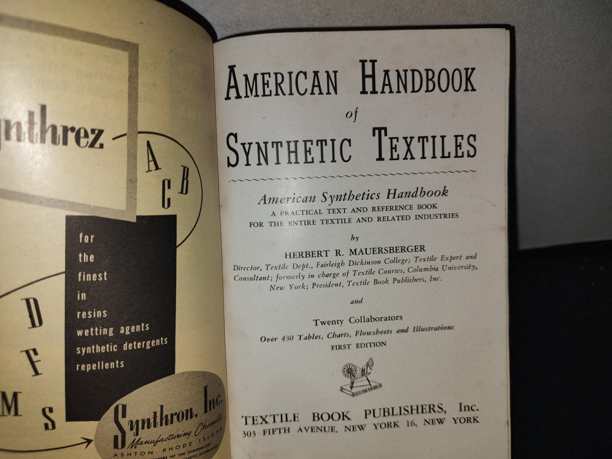 65- Textiles Sintéticos. American Handbook Of Synthetic Textiles - Herbert R. Mauersberger - 1952