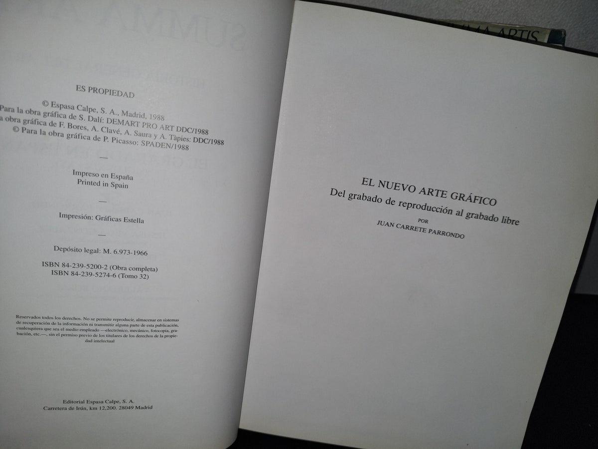 75- Summa Artis. Historia General Del Arte Vol. XXXII El Grabado En España - Juan Carrete Parrondo - Espasa.Calpe, S. A., Madrid, 2000