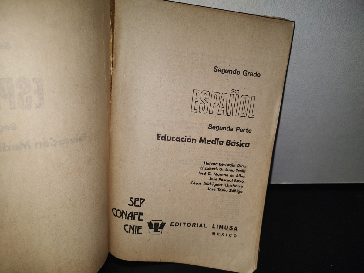 84- Español, Segundo Grado -Sep. Educación Media Básica 1990