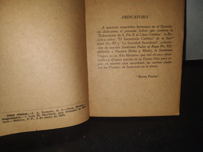 23- Orientación Sacerdotal. Tres Importantes Documentos De Los Sumos Pontífices San Pío X, Pío XI Y Pío XII - "Buena Prensa" 1954