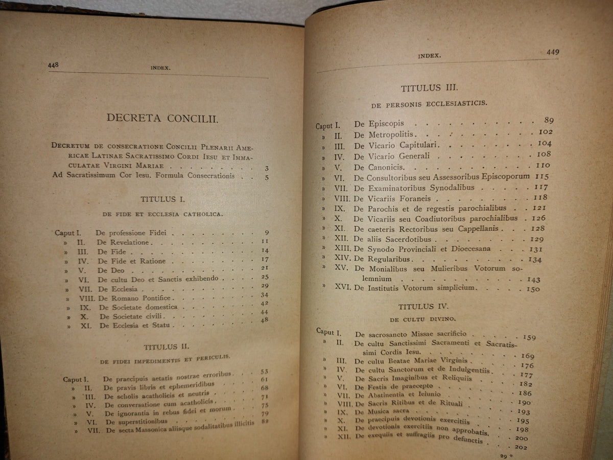 63- Latín. Acta Et Decreta Concilii Plenari Americae Latinae - 1900