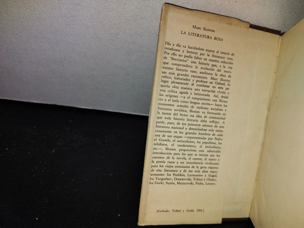 66- La Literatura Rusa - Marc Slonim - Breviarios. Fondo De Cultura Económica, Primera Edición En Español, 1962