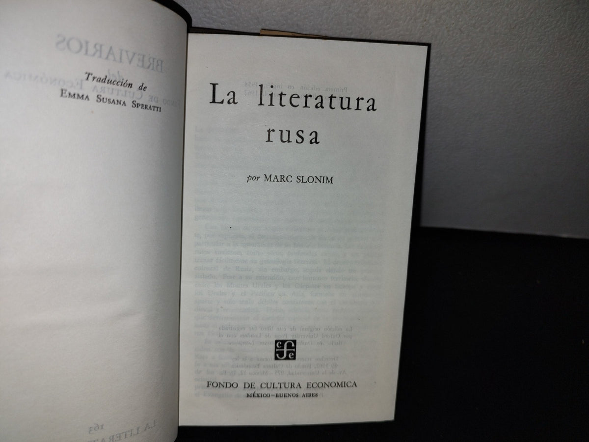 66- La Literatura Rusa - Marc Slonim - Breviarios. Fondo De Cultura Económica, Primera Edición En Español, 1962