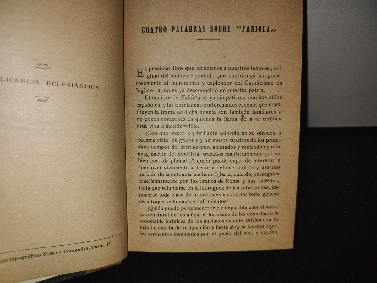 64- Fabiola O La Iglesia De Las Catacumbas - Cardenal Wiseman - 1920