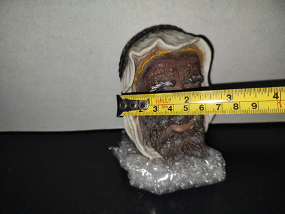 A5- Pieza Vintage Maciza De Resina Para Pared: Hombre Barbudo De Medio Oriente Con Turbante - 80'S