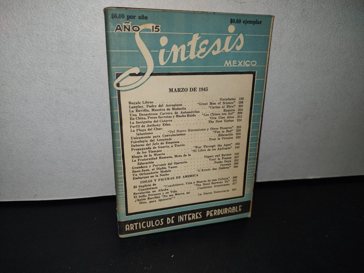 188- Revista Síntesis. Artículos De Interés Perdurable. Año 15, Marzo De 1945