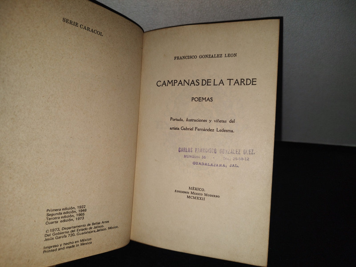 84- Campanas De La Tarde. Poemas - Francisco González León. Facsimilar De 1922