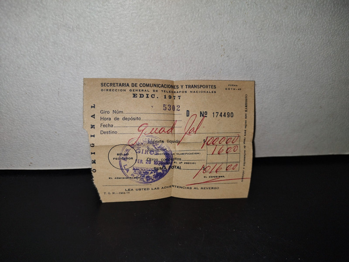 A10C1-2- Antigua Nota De La Secretaría De Comunicaciones Y Transportes - 1978