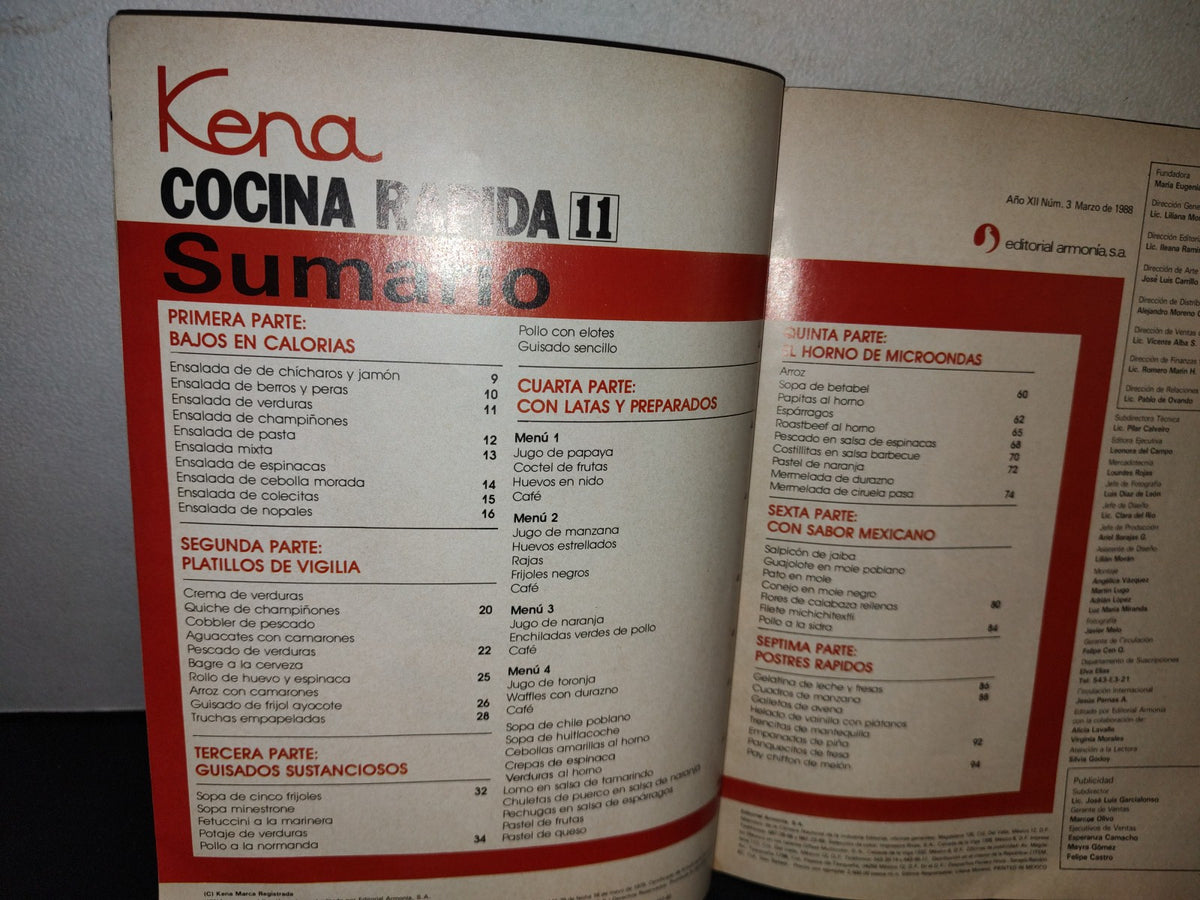 68- Kena. Cocina Rápida 11. Año Xii Núm. 3, Marzo De 1988
