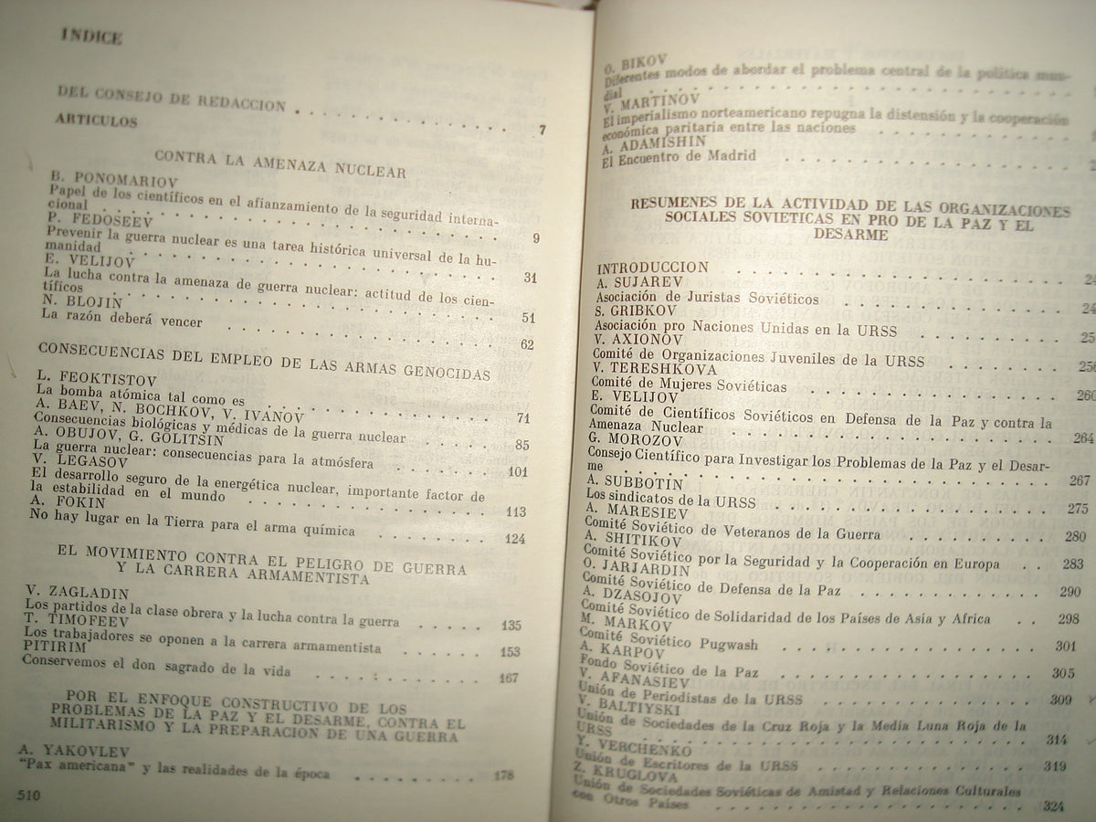 169- La Paz Y El Desarme. Investigaciones Científicas - Editorial Progreso, Moscú, 1984