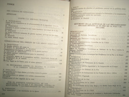 169- La Paz Y El Desarme. Investigaciones Científicas - Editorial Progreso, Moscú, 1984
