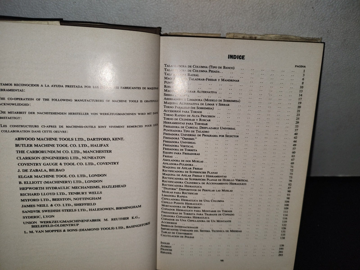 180- Máquinas Para Utillaje. En 4 Idiomas - H. E. Horten - Editorial Blume - Primera Edición 1966