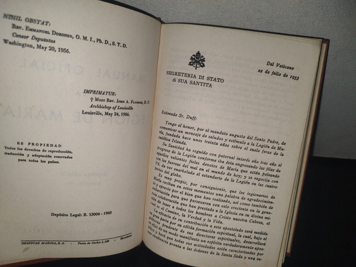 23- Manual Oficial De La Legión De María - Concilium Legionis Mariae - 1960