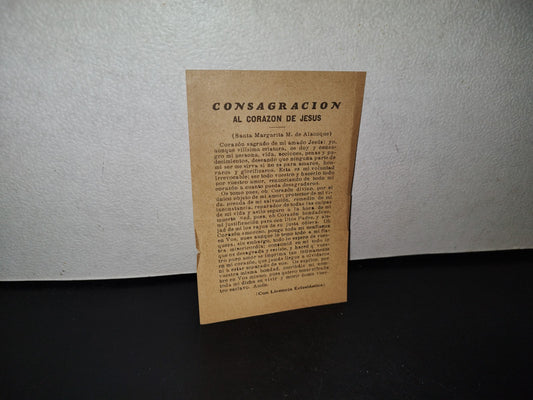 A10C1-2- Antigua Hoja De Oración. Consagración A Sagrado Corazón De Jesús - 1900'S