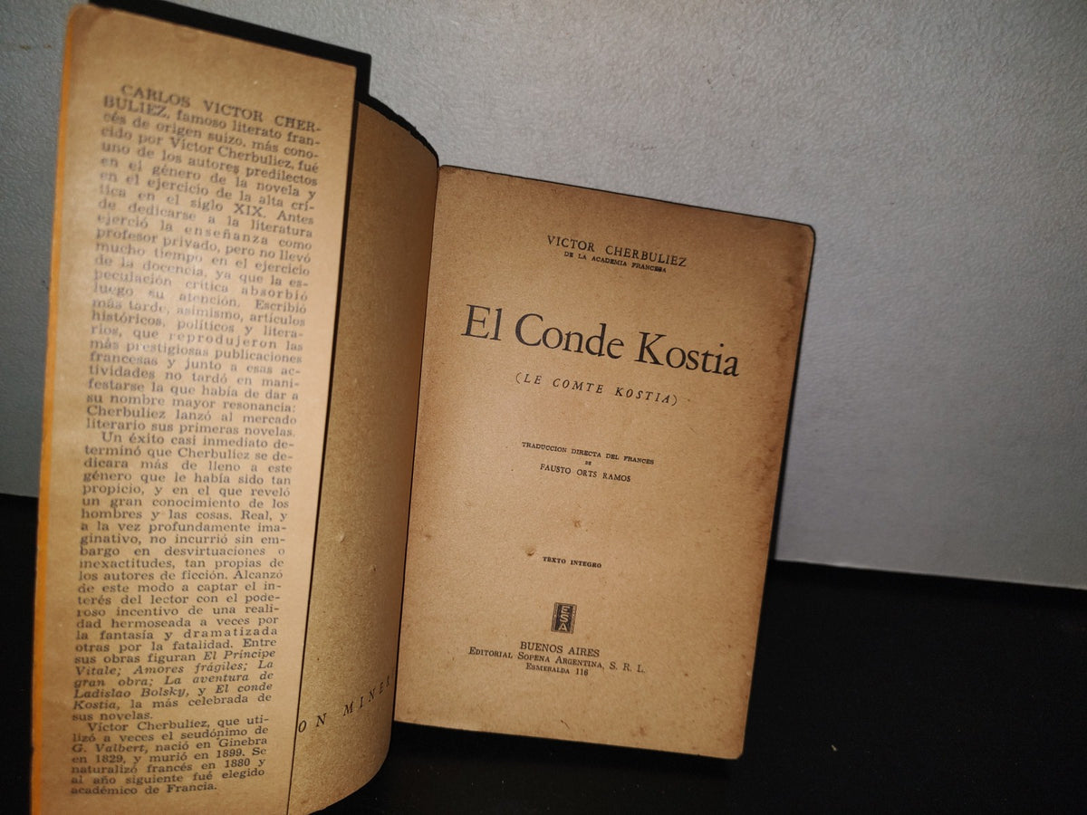 84- El Conde Kostia - Victor Cherbuliez. Colección Minerva - Primera Edición 1944