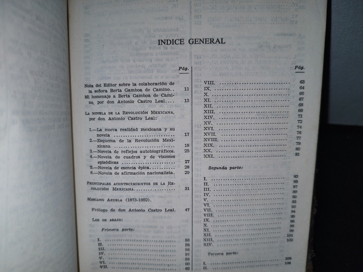 57- La Novela De La Revolución Mexicana Tomo I - Antonio Castro Leal. Aguilar - 1965