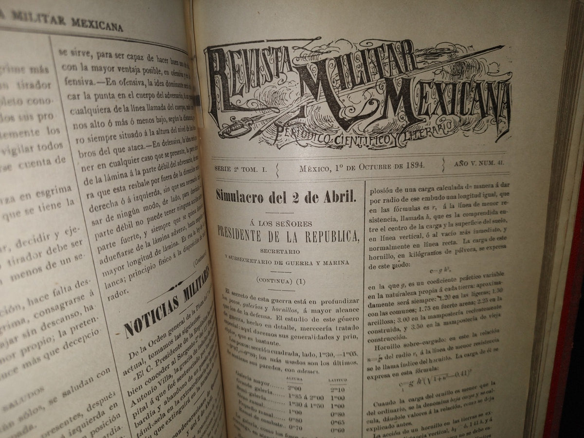 65- Revista Militar Mexicana - Varios Números - 1893