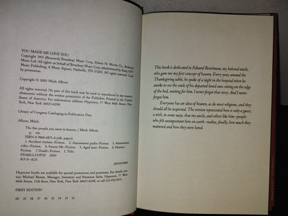 197- The Five People You Meet In Heaven - Mitch Albom. Hyperion Books. First Edition 2003