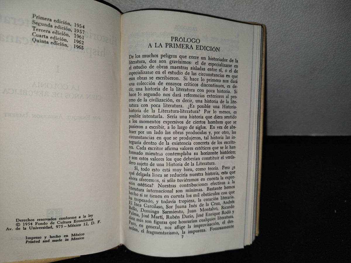 66- E. Anderson Imbert: Historia De La Literatura Hispanoamericana. Los 2 Tomos En Tapa Dura - Breviarios. Fondo De Cultura Económica - 1965