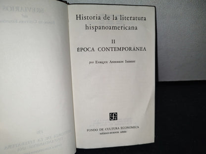 66- E. Anderson Imbert: Historia De La Literatura Hispanoamericana. Los 2 Tomos En Tapa Dura - Breviarios. Fondo De Cultura Económica - 1965