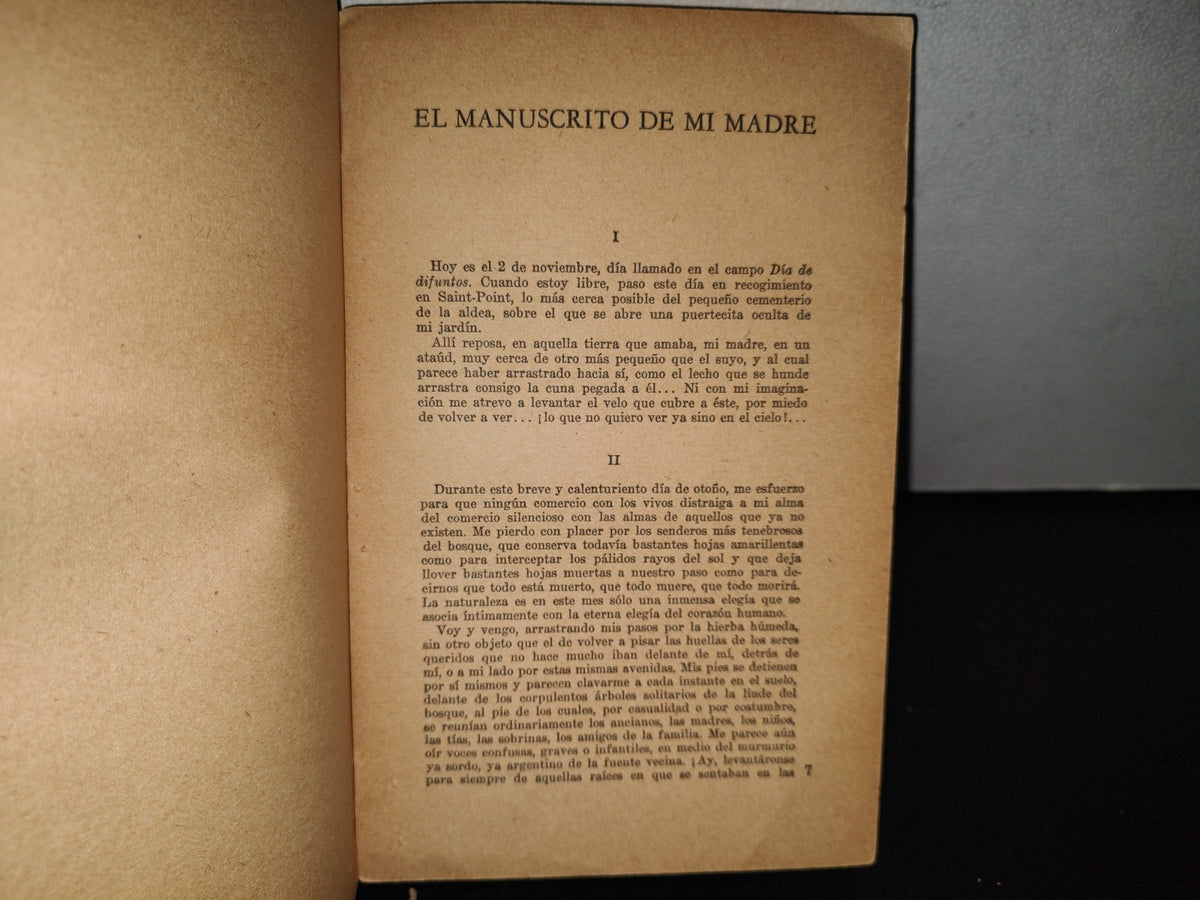 93- El Manuscrito De Mi Madre - Alfonso De Lamartine - Colección Universo - 1A. Ed. 1943