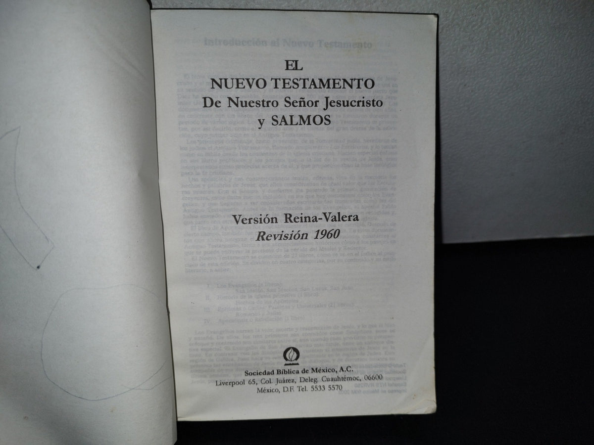 78- Nuevo Testamento Y Salmos. Verión Reina-Valera. Revisión 1960. Sociedad Bíblica De México, A. C. - 2002