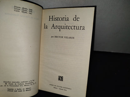 66- Héctor Velarde: Historia De La Arquitectura - Breviarios. Fondo De Cultura Económica - 1963
