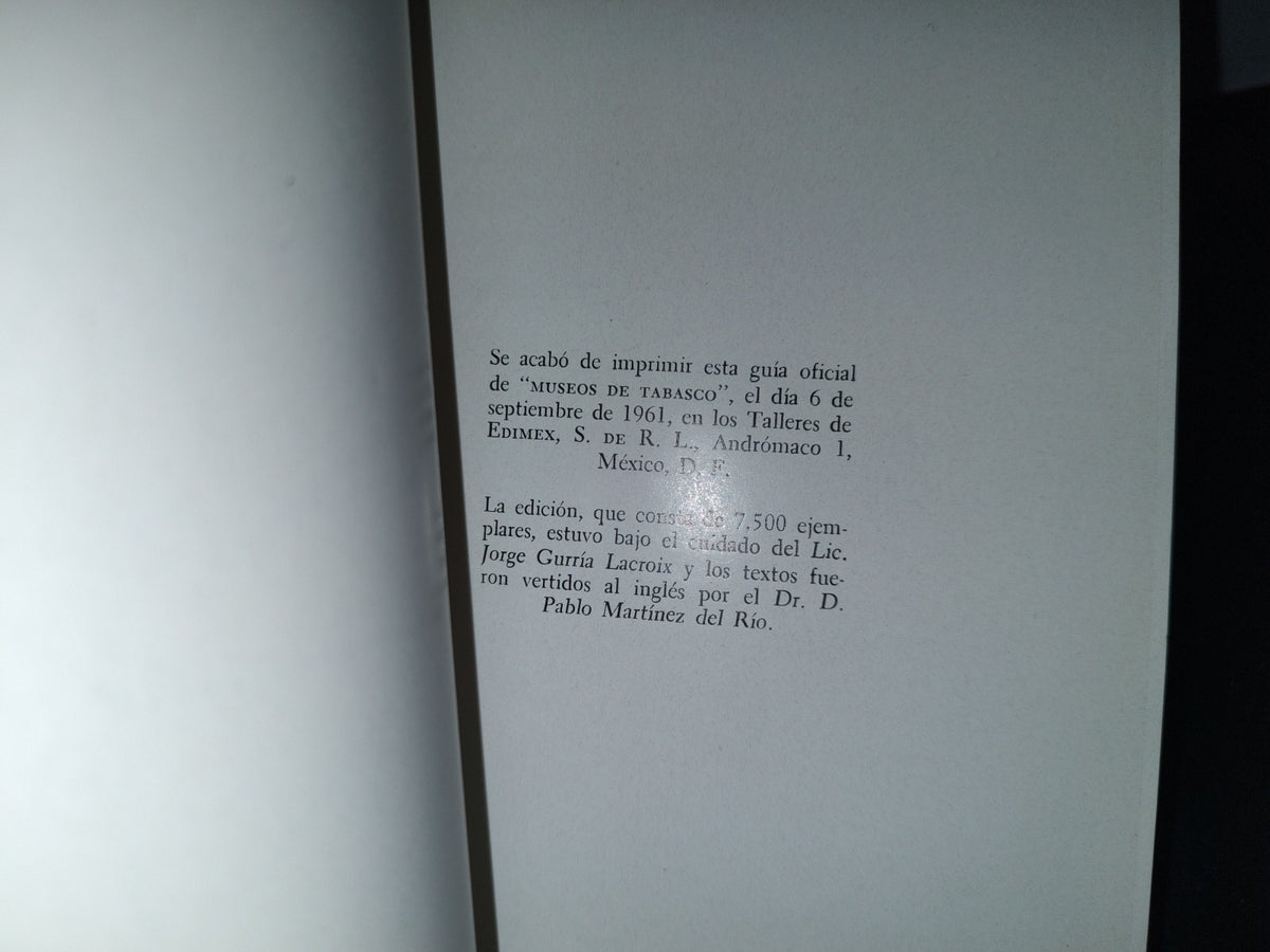 172- Guía Oficial. The Tabasco Museums. I.N.A.H - Carlos Pellicer - 1961