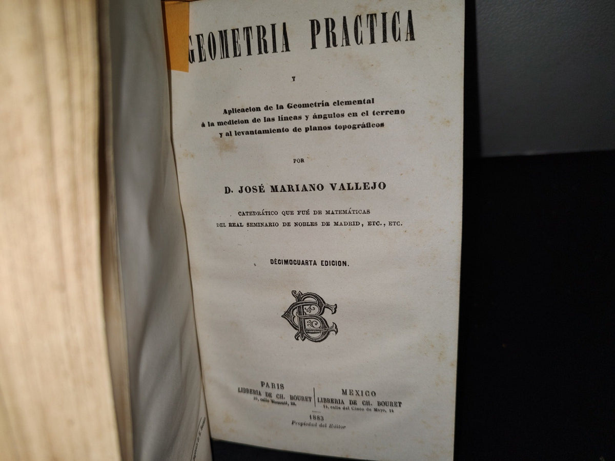 60- Compendio De Matemáticas Puras Y Mixtas. Tomo Primero - José Mariano Vallejo - 1883