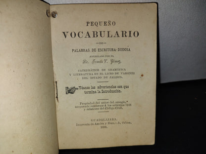 63- Pequeño Vocabulario De Palabras De Escritura Dudosa - 1896