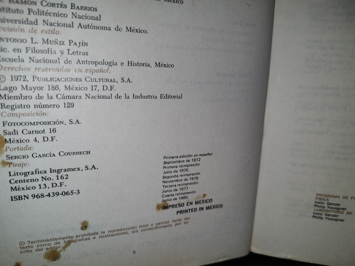75- Física. Cuarta Reimpresión 1980 - Irwin Genzer, Philip Youngner