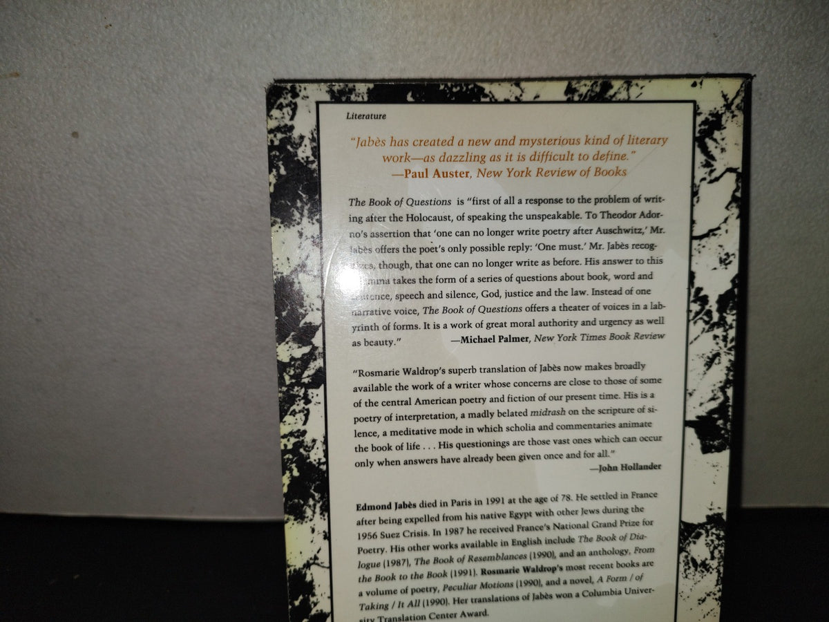 220- The Book Of Questions. Volume I. The Boom Of Questions, The Book Of Yukel, Return To The Book - Edmon Jabès. Wesleyan University Press