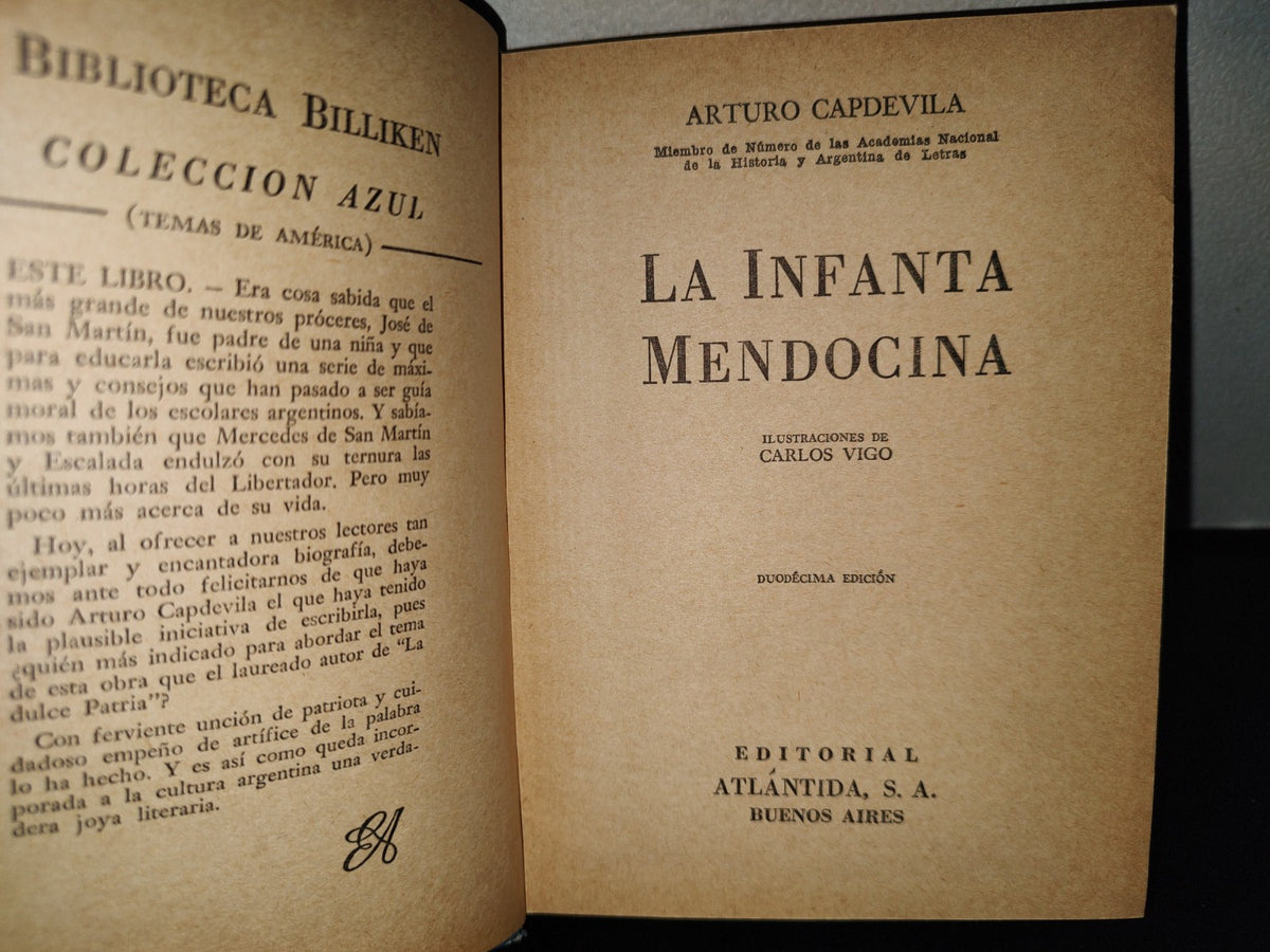 158- La Infanta Mendocina - Arturo Capdevila - Editorial Atlántida. Biblioteca Billiken - 1967