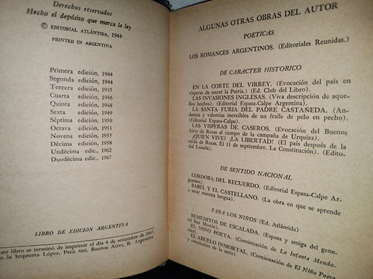 158- La Infanta Mendocina - Arturo Capdevila - Editorial Atlántida. Biblioteca Billiken - 1967
