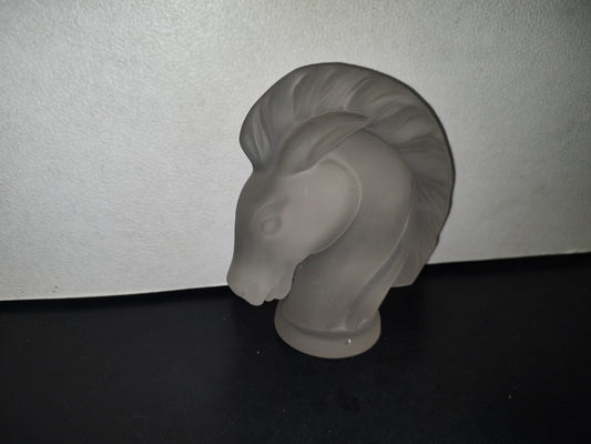 A3- Pieza Maciza De Cristal Esmerilado. Cabeza De Caballo - 80'S - 90'S