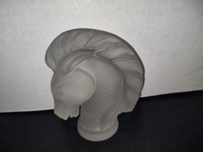 A3- Pieza Maciza De Cristal Esmerilado. Cabeza De Caballo - 80'S - 90'S