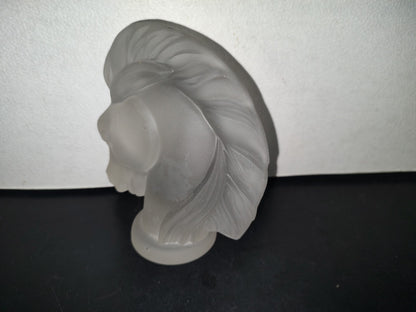 A3- Pieza Maciza De Cristal Esmerilado. Cabeza De Caballo - 80'S - 90'S