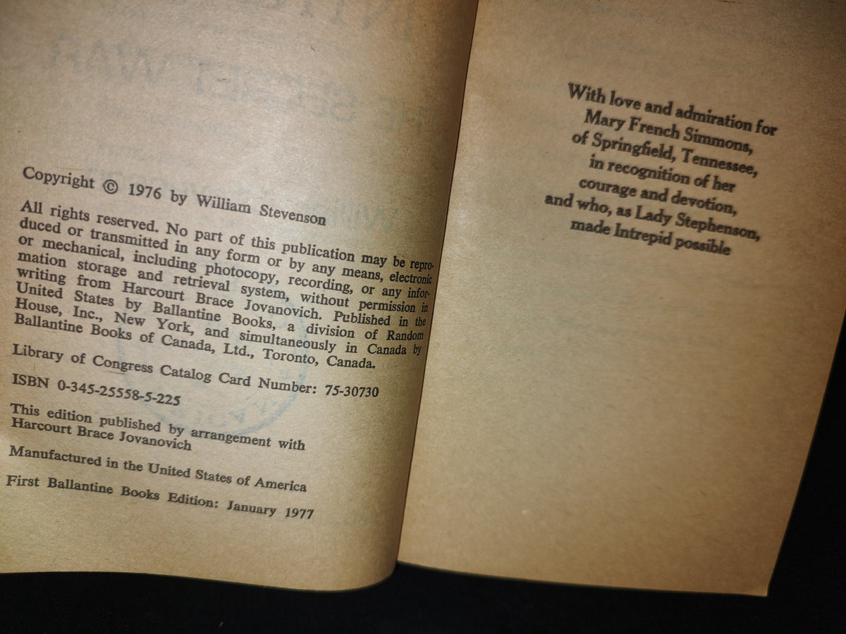 166- A Man Called Intrepid. The Secret War - William Stevenson - First Ballantine Books Edition 1977